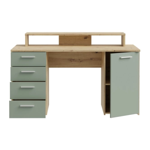 Biurko 145x60 cm z nadstawką na monitor Szałwia/Dąb Artisan